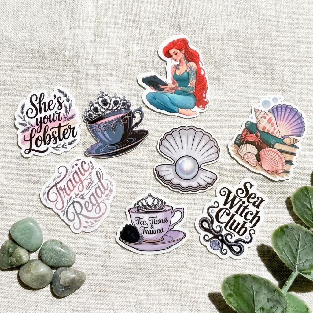 Fantasy Bookish Sticker Pack, Sea Witch Bundle __etsy:8109691874