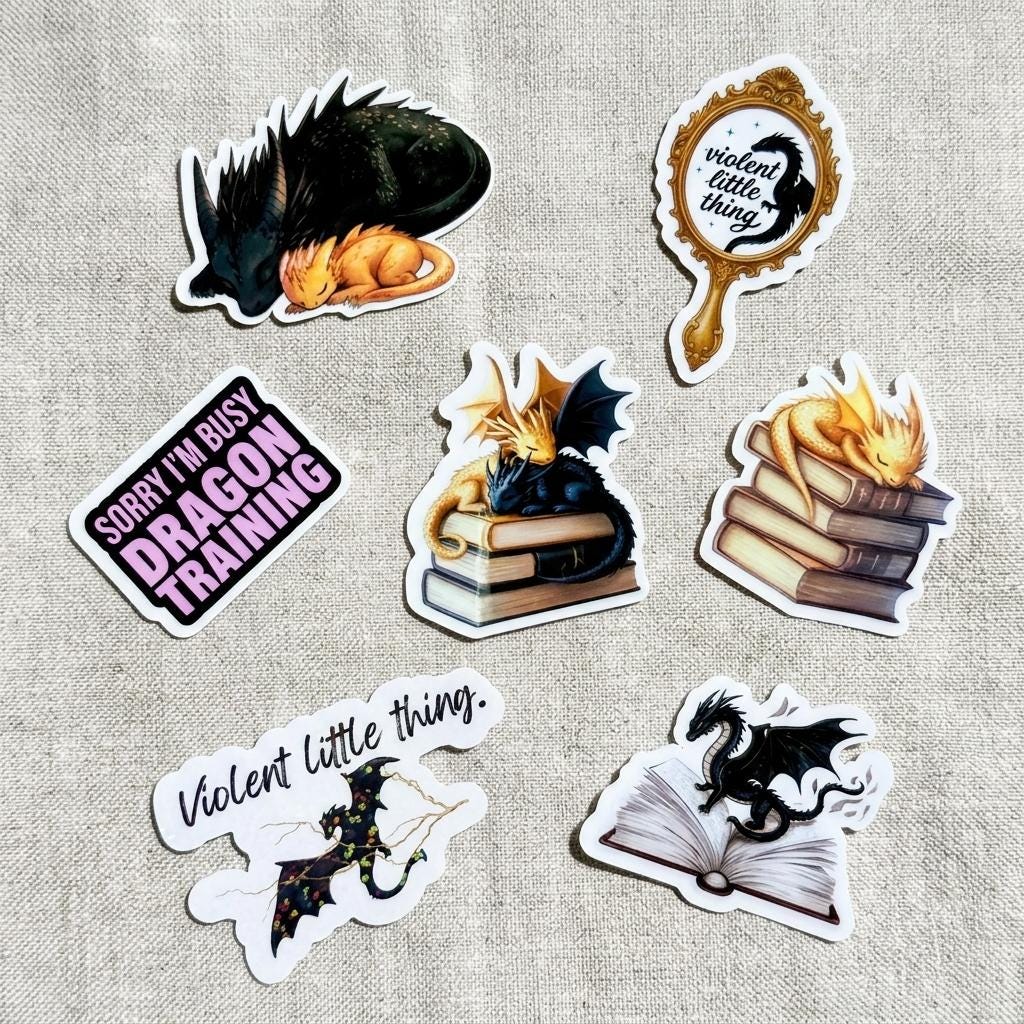 Fantasy Dragon Sticker Bundle: Romantasy Book Lover Stickers __etsy:8157121829