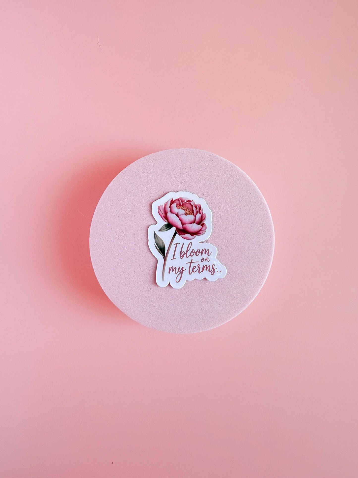 Feminist Floral Sticker: I Bloom On My Terms - Waterproof Vinyl Decal __etsy:6893473806