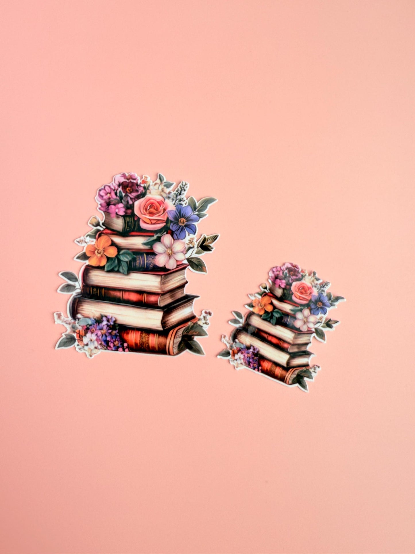 Floral Book Stack Sticker: Waterproof Vinyl Decal for Book Lovers __etsy:6912165450