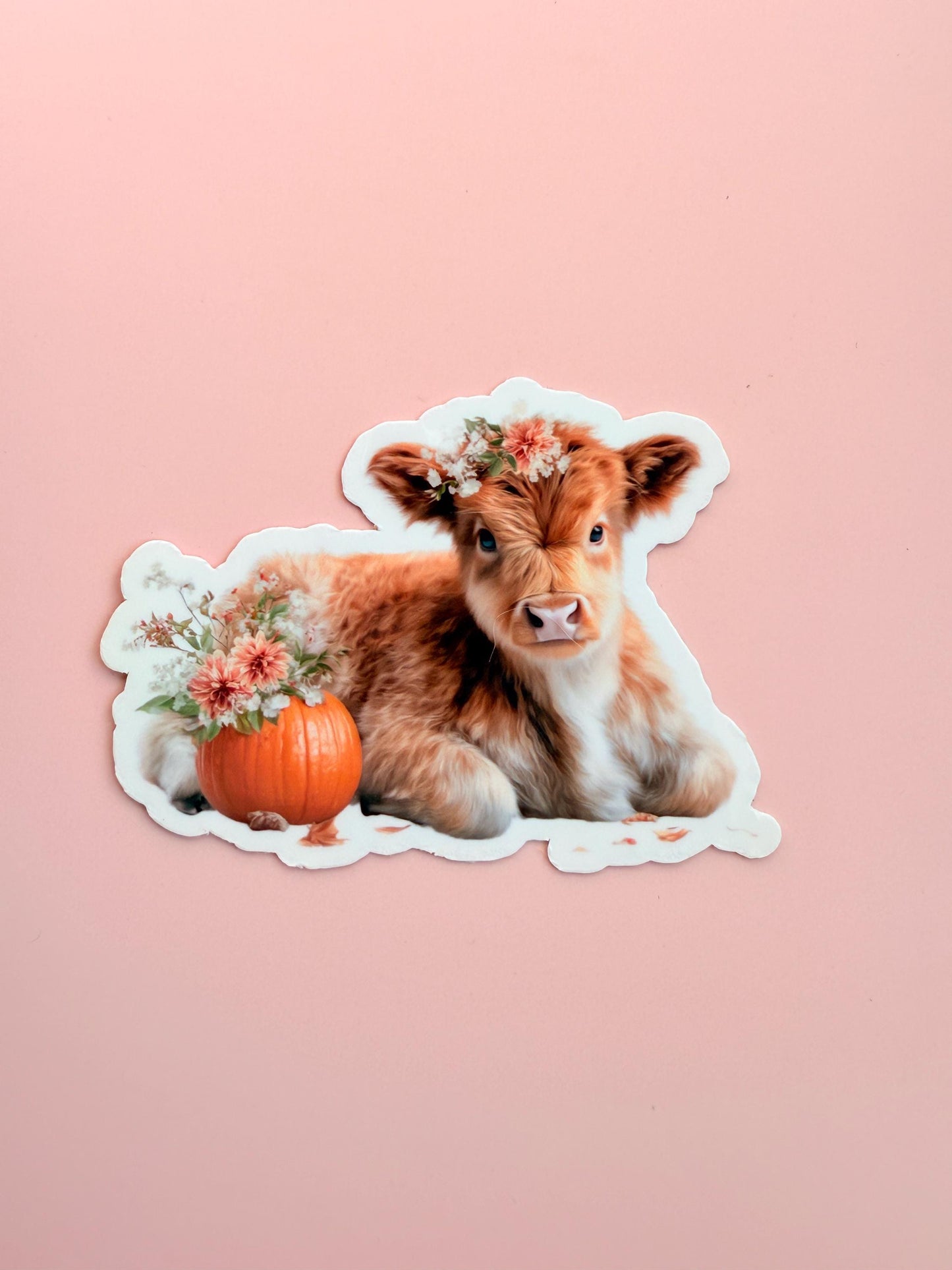 Floral Cow Calf Vinyl Sticker: Waterproof Fall Farm Decor __etsy:7161715258