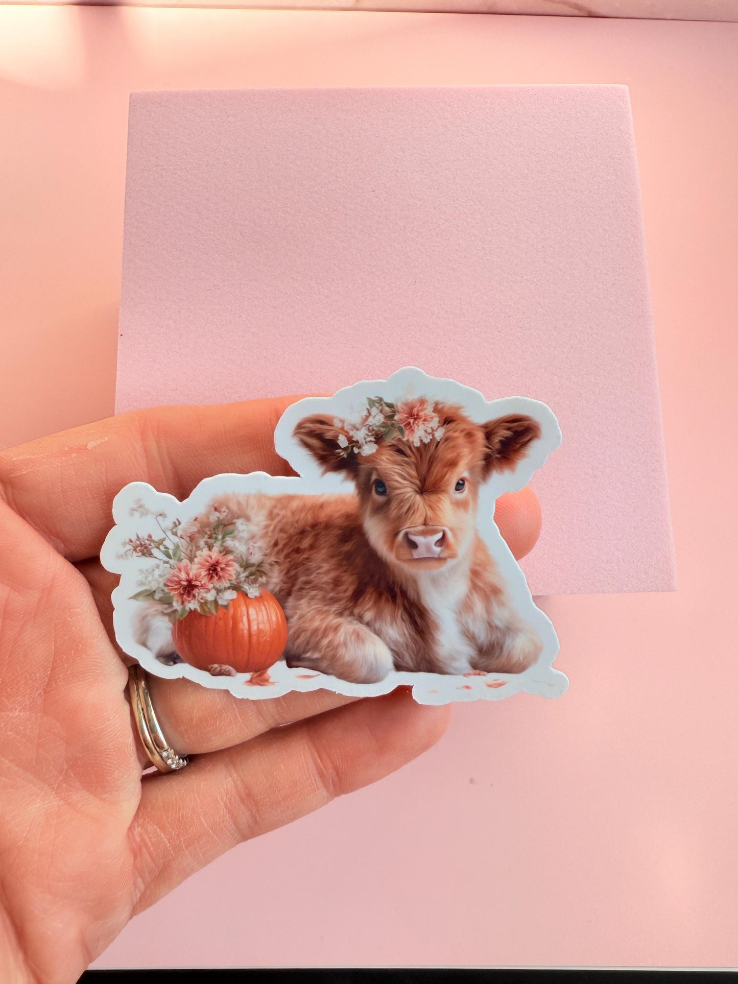 Floral Cow Calf Vinyl Sticker: Waterproof Fall Farm Decor __etsy:7209705021