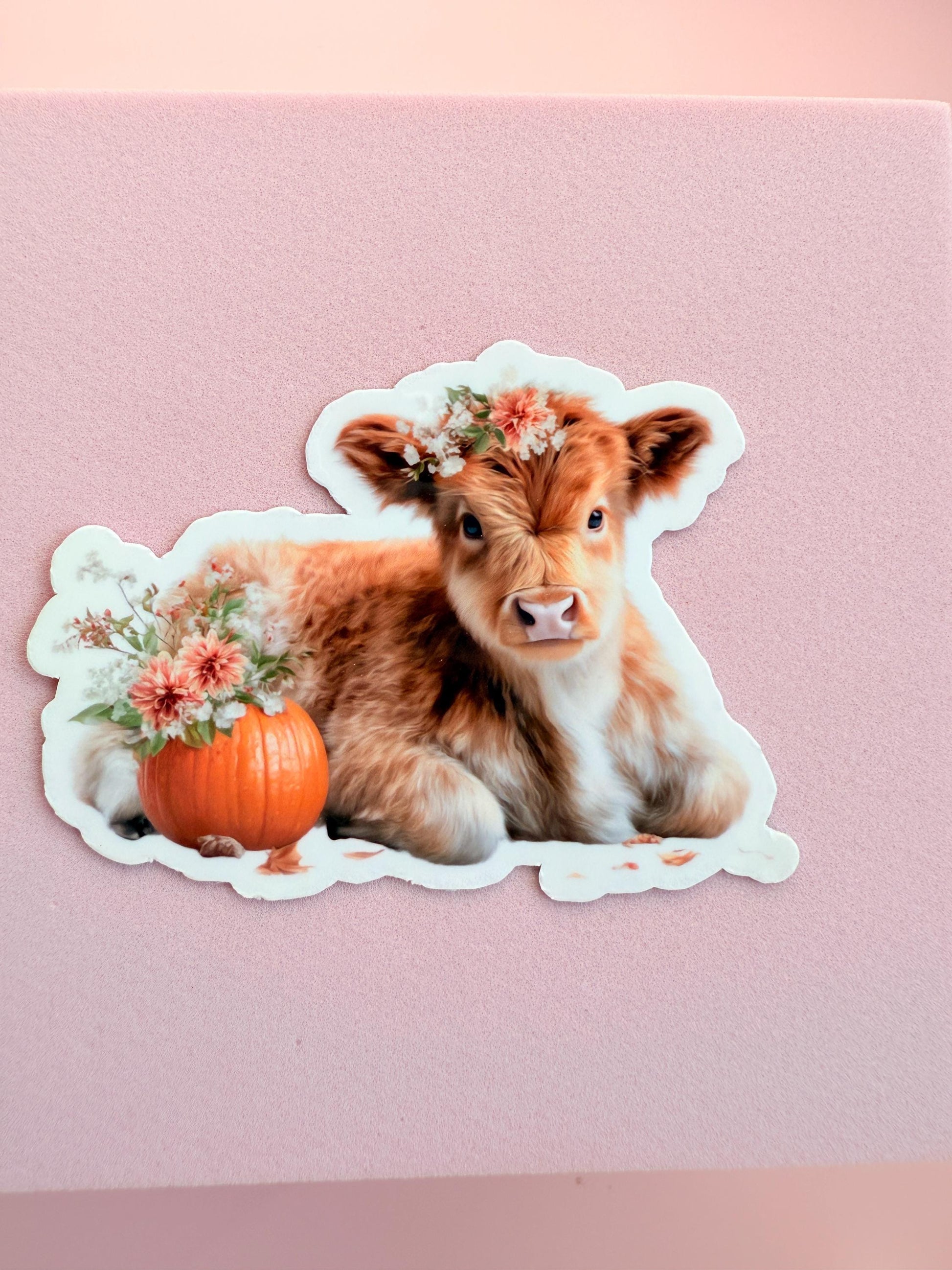 Floral Cow Calf Vinyl Sticker: Waterproof Fall Farm Decor __etsy:7161715798