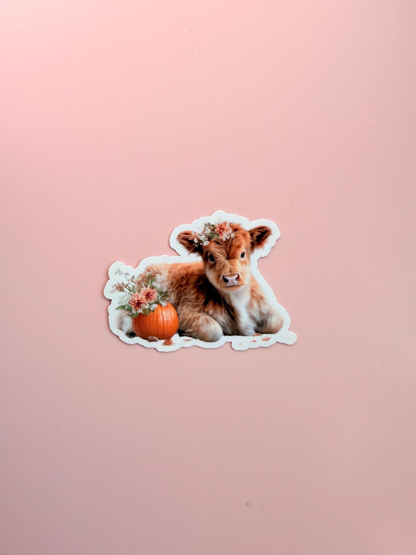Floral Cow Calf Vinyl Sticker: Waterproof Fall Farm Decor __etsy:7161715156