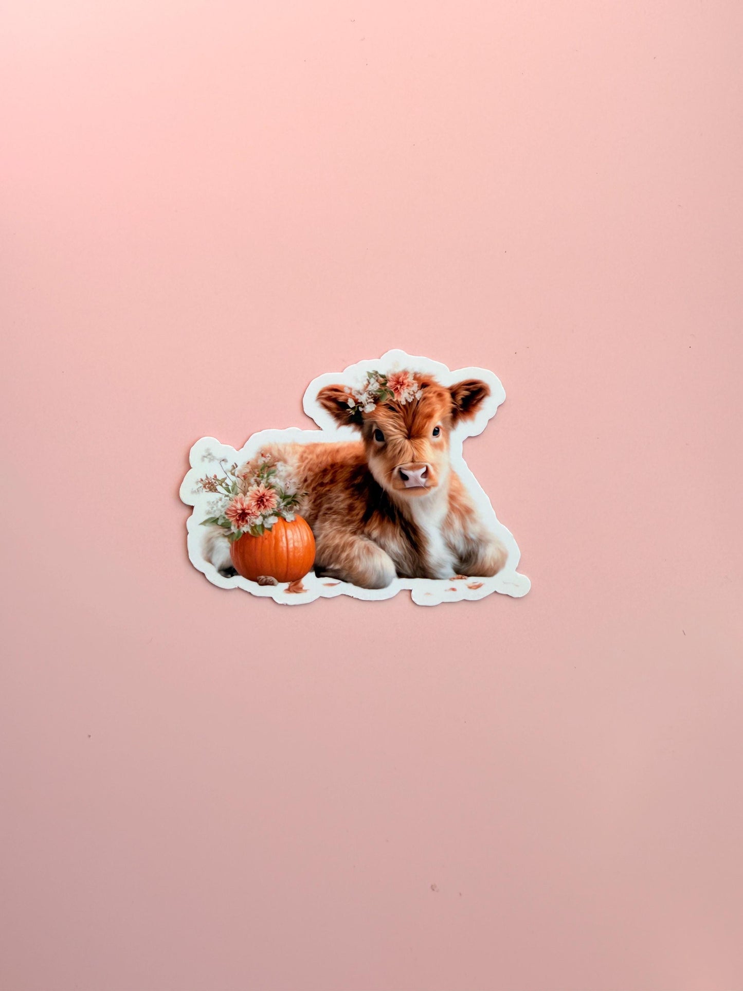 Floral Cow Calf Vinyl Sticker: Waterproof Fall Farm Decor __etsy:7209705181