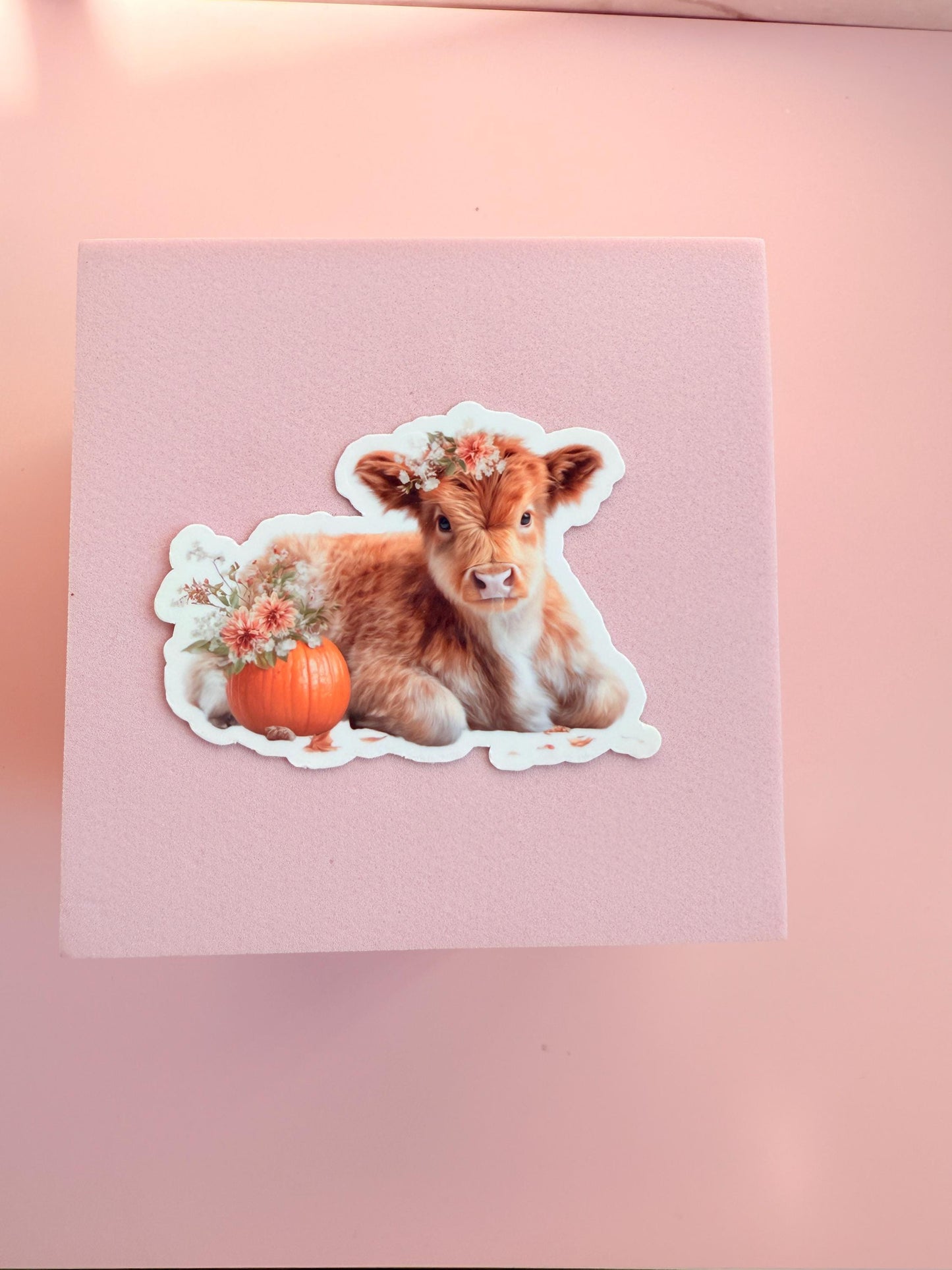 Floral Cow Calf Vinyl Sticker: Waterproof Fall Farm Decor __etsy:7161715314