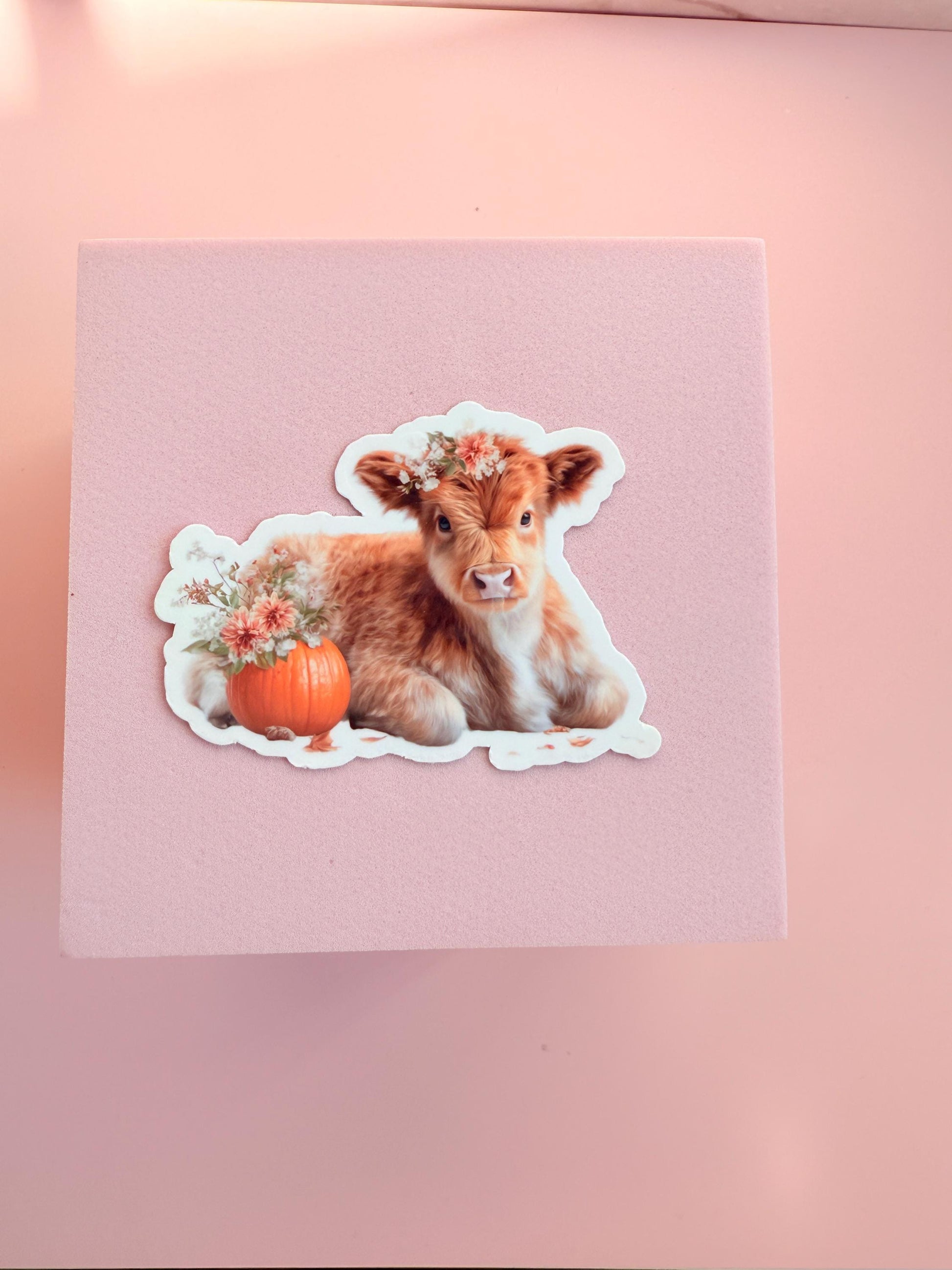 Floral Cow Calf Vinyl Sticker: Waterproof Fall Farm Decor __etsy:7161715314