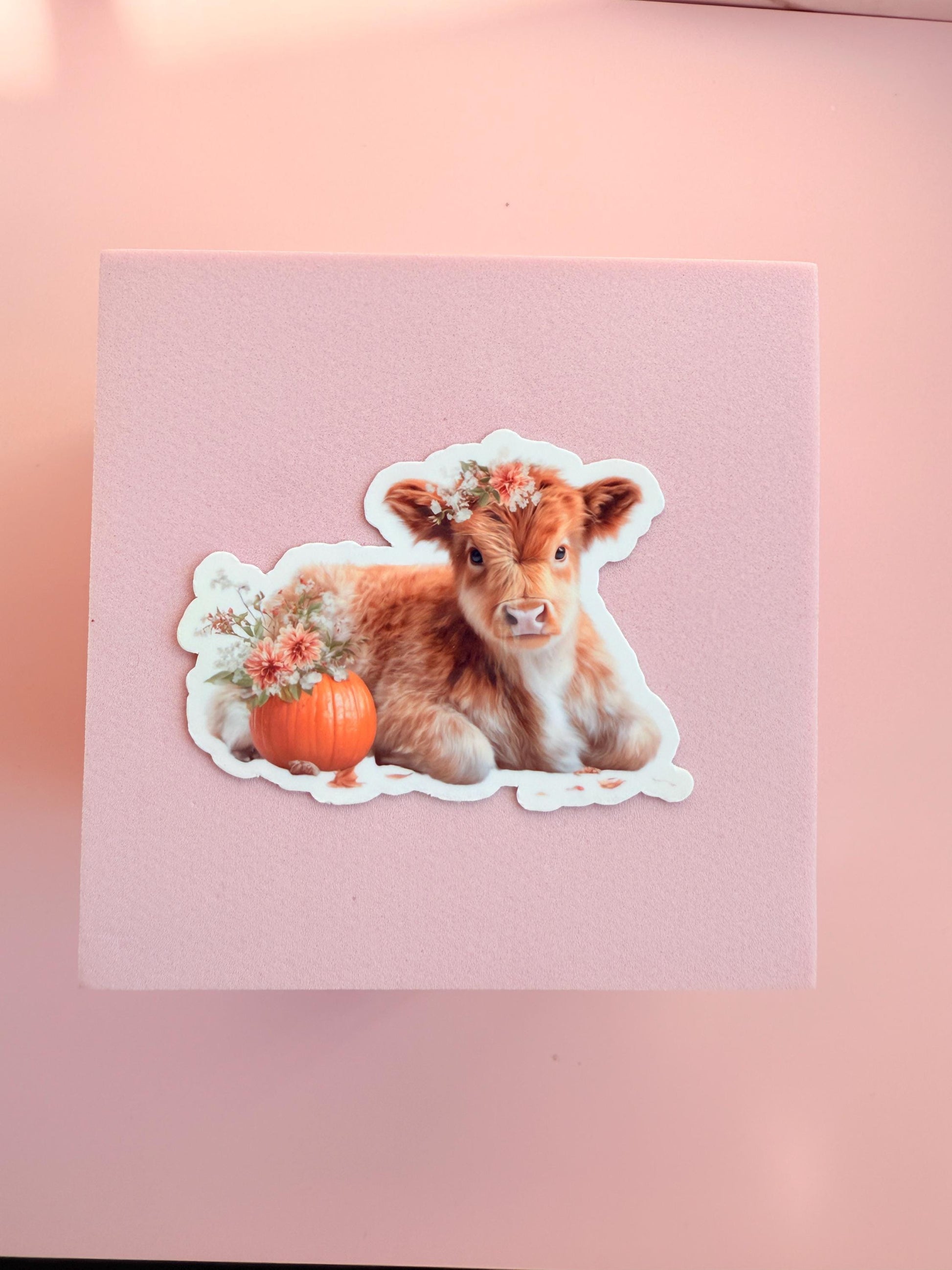 Floral Cow Calf Vinyl Sticker: Waterproof Fall Farm Decor __etsy:7161715474