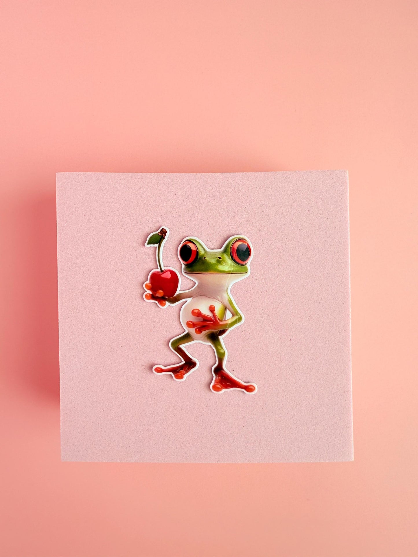 Frog Sticker Pack –4 Cute Red-Eyed Tree Frog Vinyl Stickers with Cherries for Water Bottles, Laptops, Journals|animal gift|kindle decor __etsy:6912140496