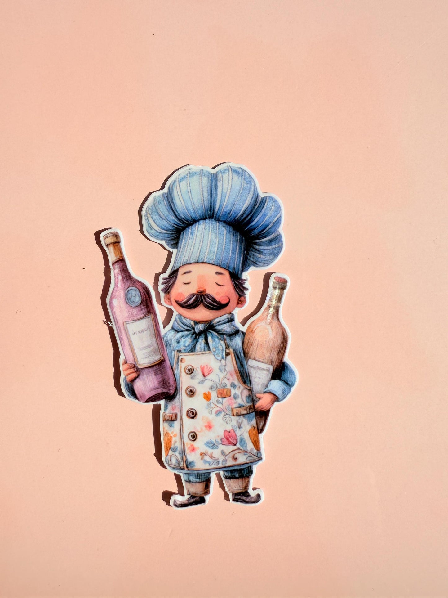 Funny Chef Sticker: Mustache Cook, Wine Lover Decal __etsy:6977629694