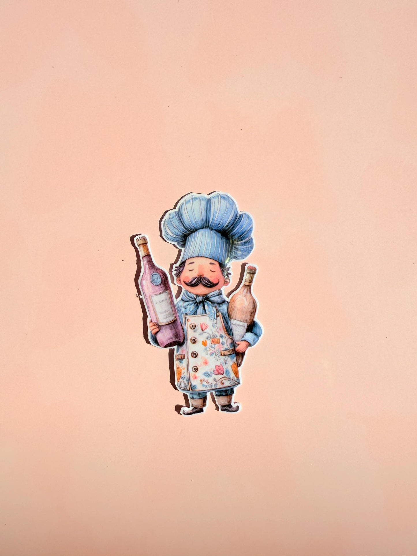 Funny Chef Sticker: Mustache Cook, Wine Lover Decal __etsy:7025611609