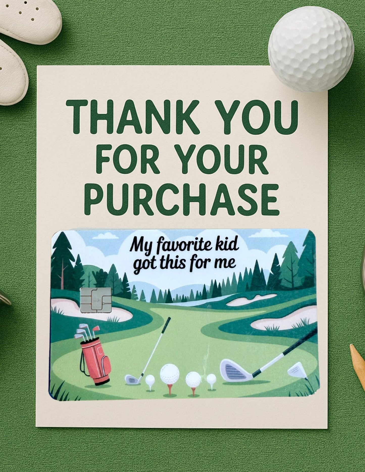 Funny Golf Dad Debit Card Skin - Customizable Vinyl Wallet Sticker for Father's Day __etsy:6912929959