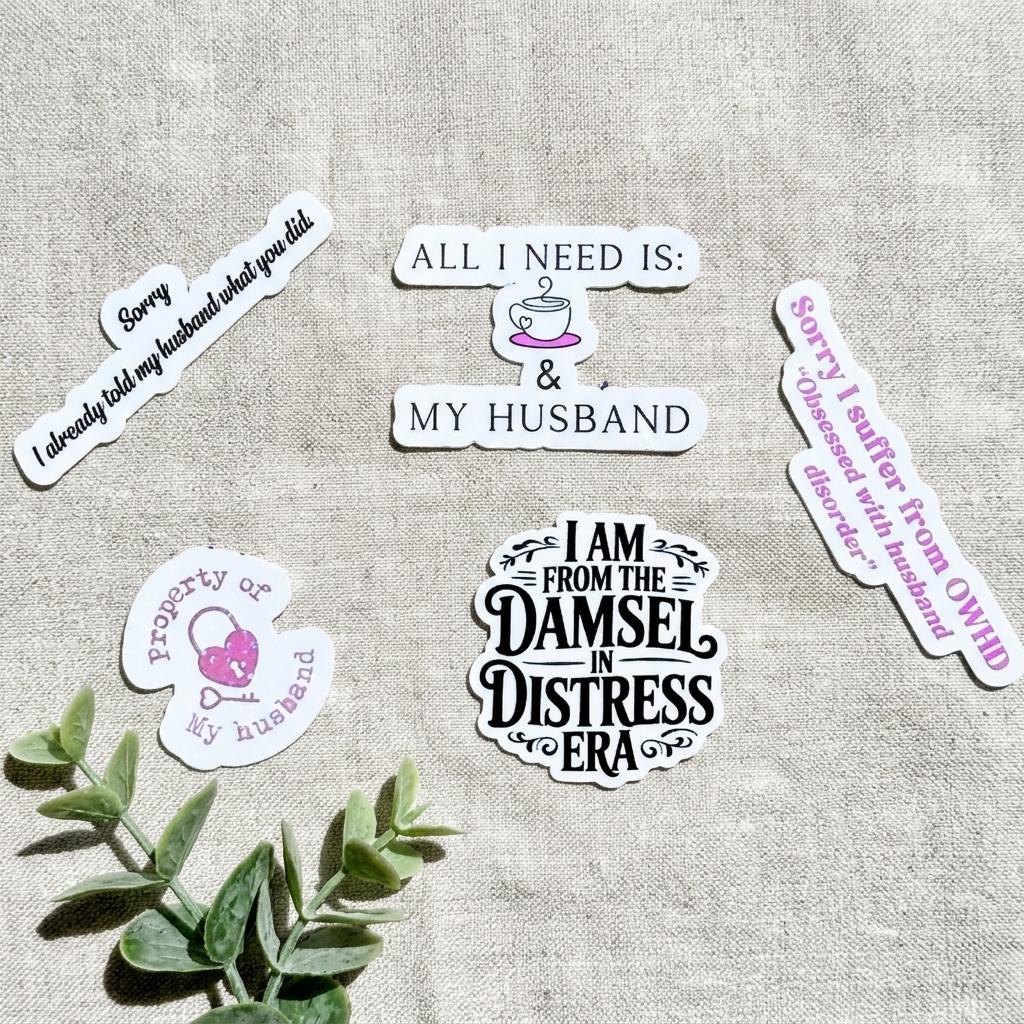 Funny Wife Vinyl Sticker Pack: Obsessed With Husband Disorder - Kindle, Laptop Decals __etsy:8157643571