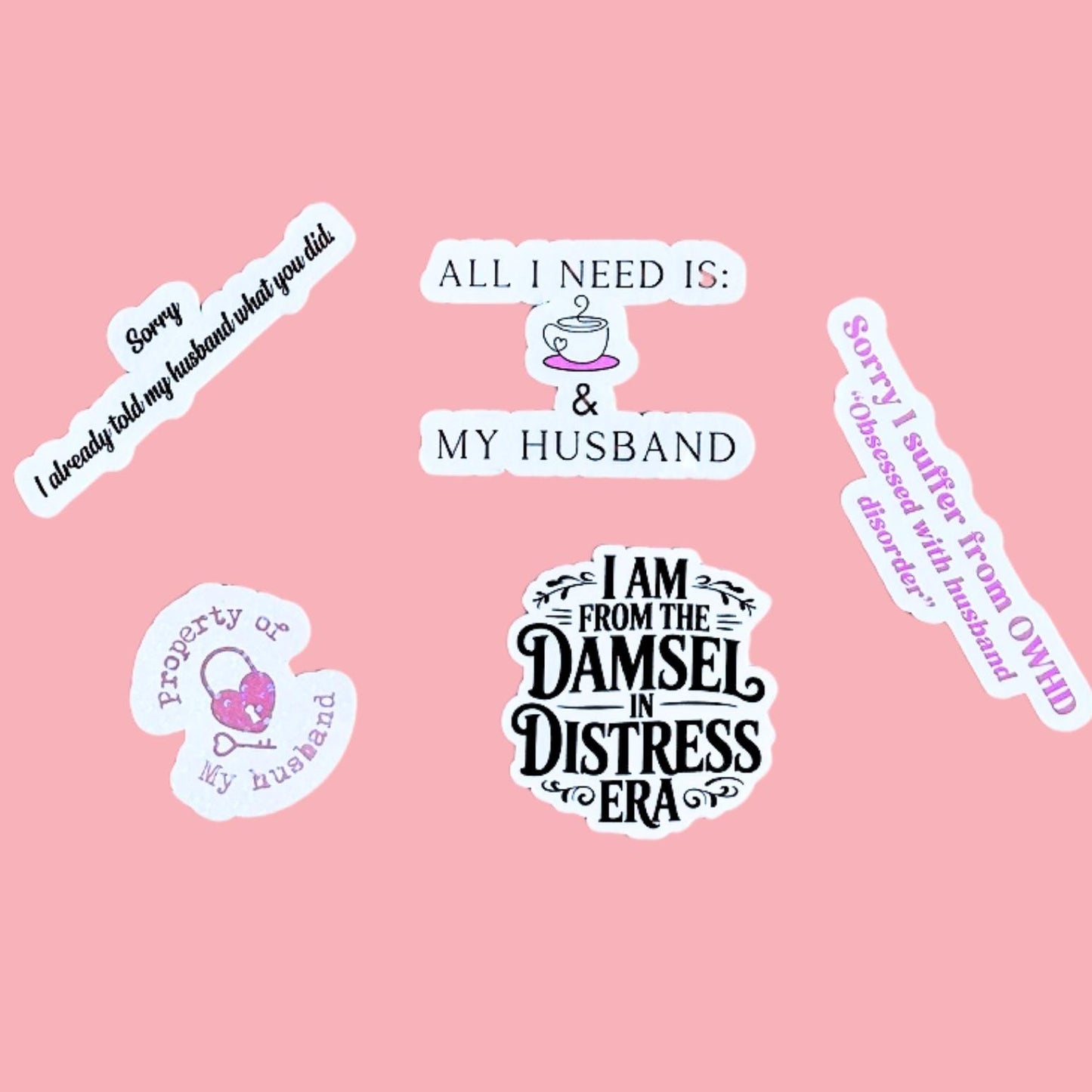 Funny Wife Vinyl Sticker Pack: Obsessed With Husband Disorder - Kindle, Laptop Decals __etsy:7727084020