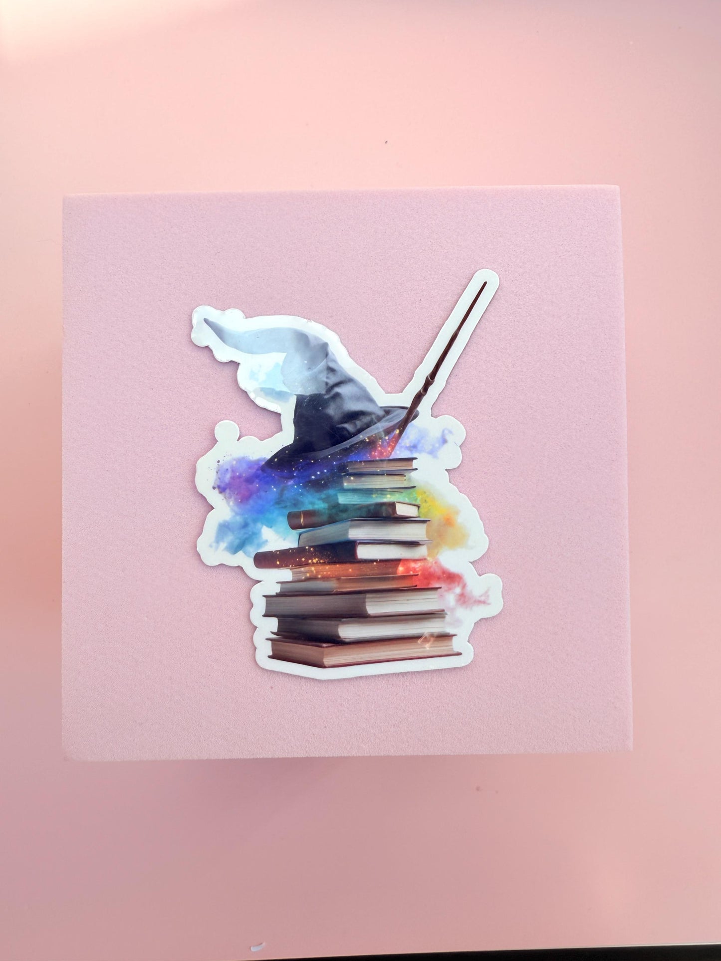 Galaxy Witch Hat & Books Vinyl Sticker: Waterproof Bookish Decal __etsy:7209656285