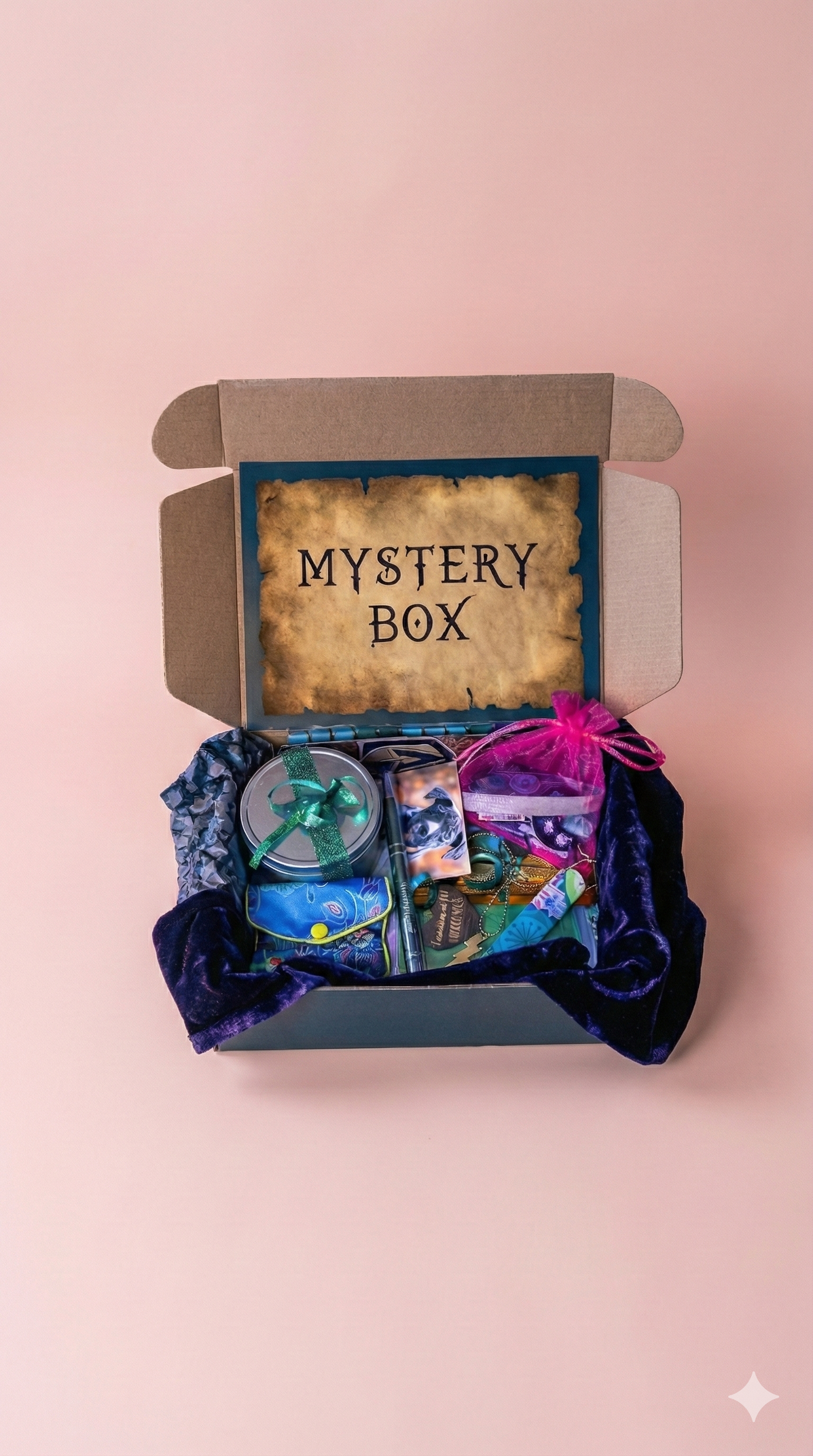 Perfect surprise gift for book lovers, curated mystery box filled with stickers and accessories
