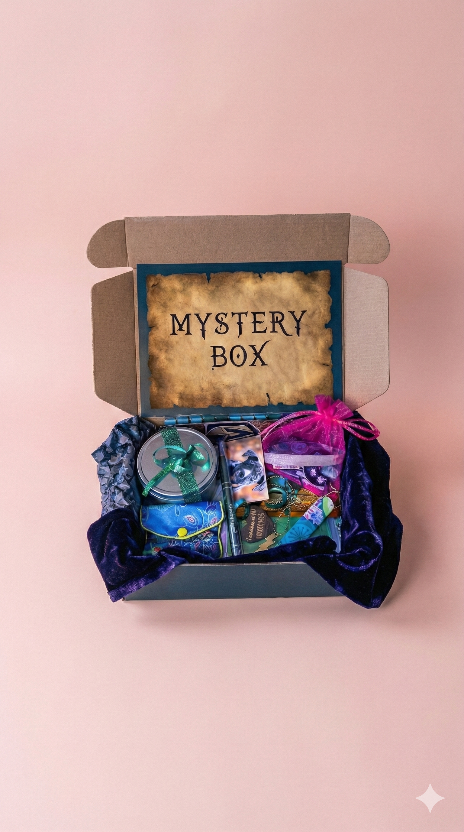 Perfect surprise gift for book lovers, curated mystery box filled with stickers and accessories
