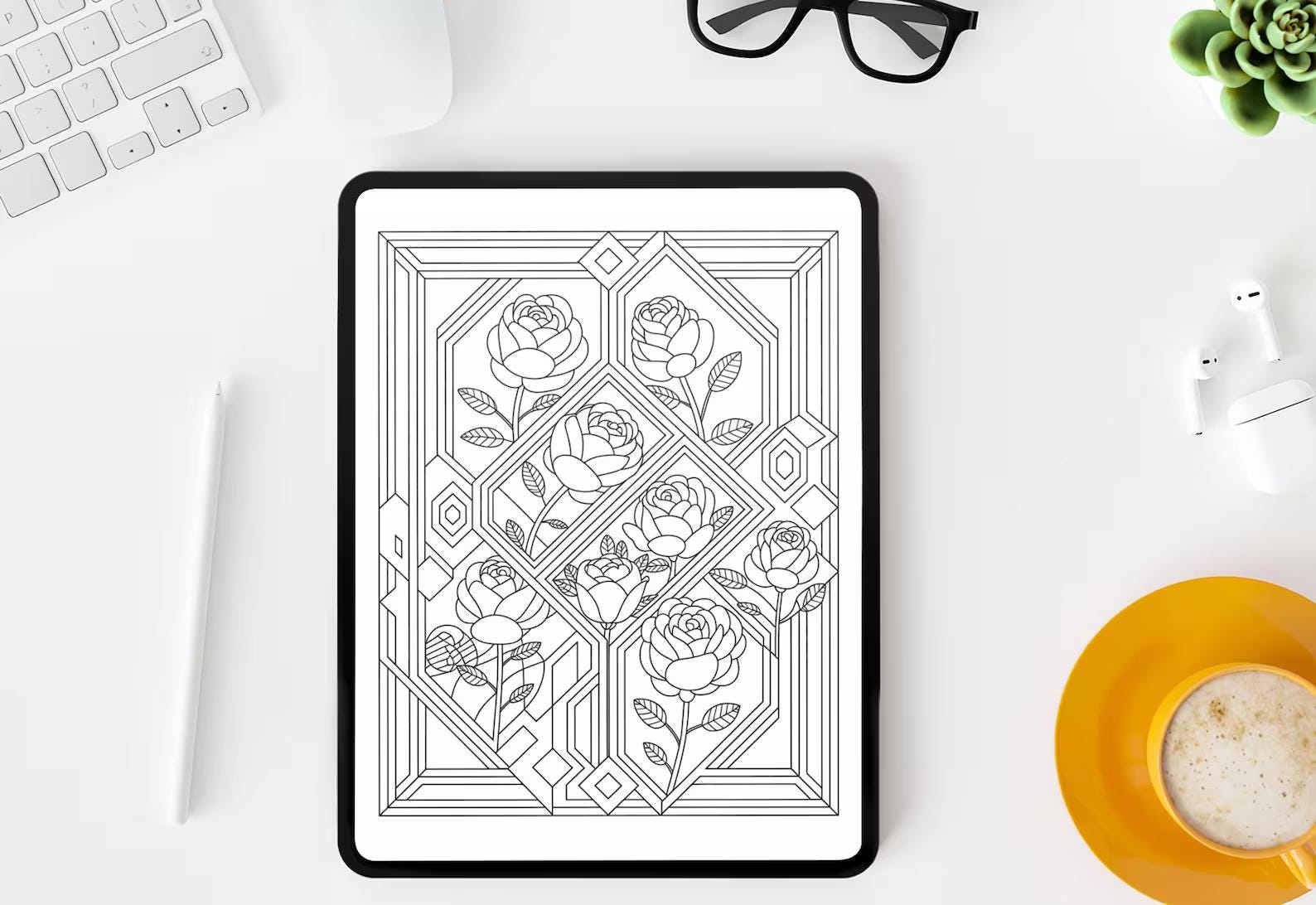 Adult Coloring Pages Geometric | Printable PDF Pack __etsy:7689269669