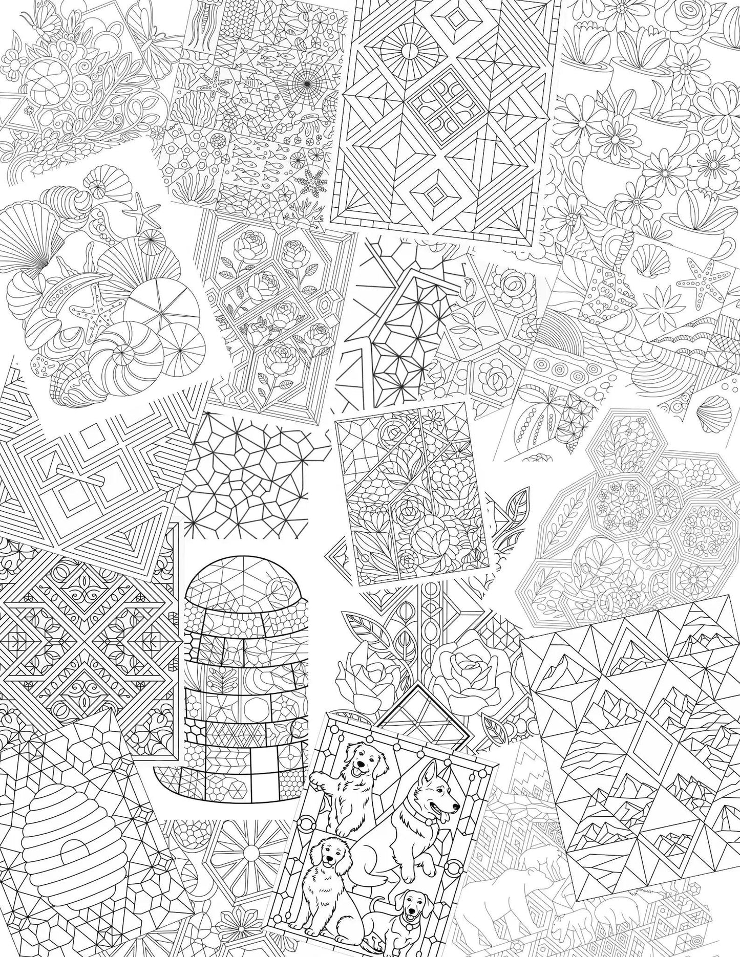 Abstract Geometric Coloring Pages | Digital Download __etsy:7641323098