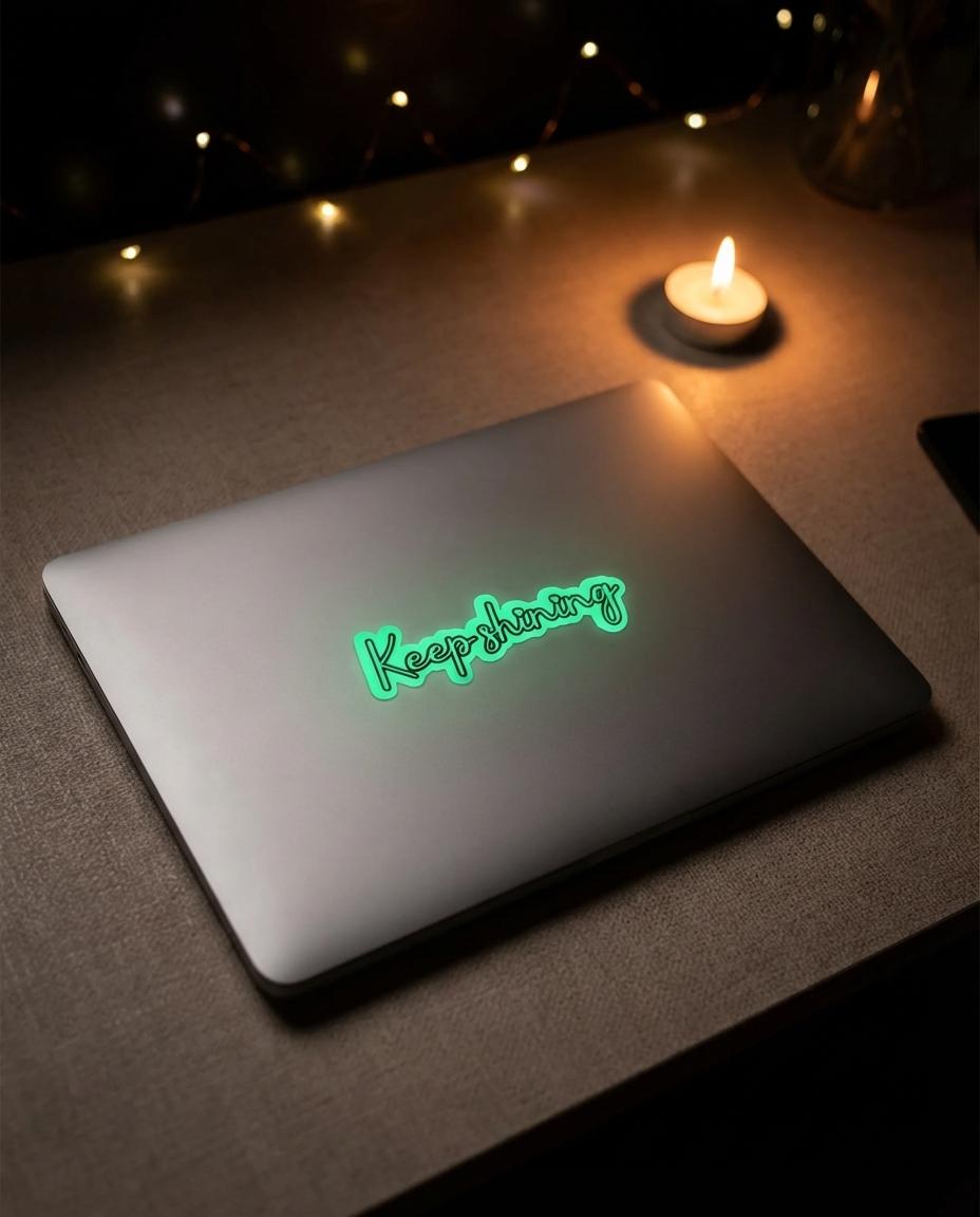 Glow-in-the-Dark Vinyl Sticker: Motivational Script Decal __etsy:7920763443