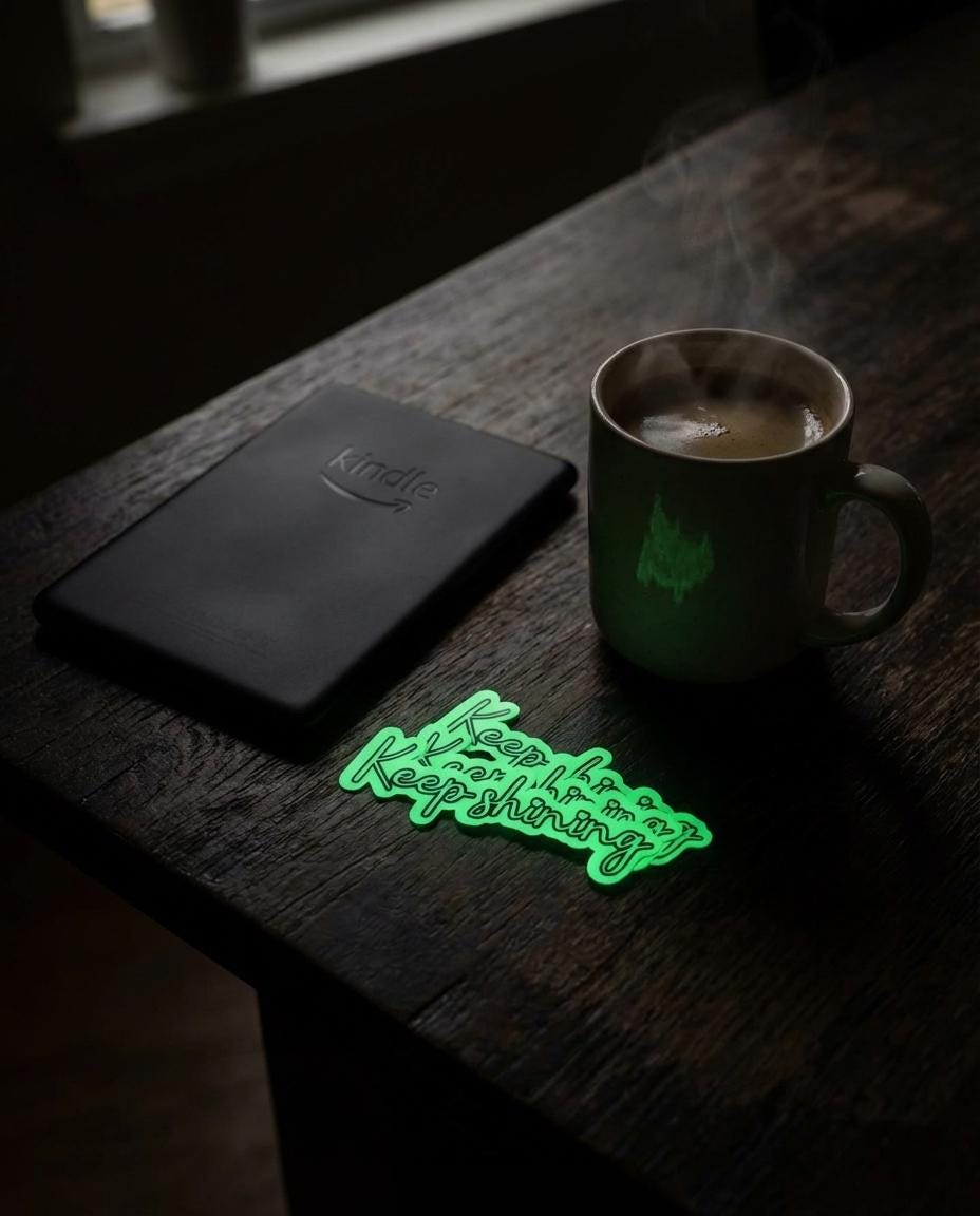 Glow-in-the-Dark Vinyl Sticker: Motivational Script Decal __etsy:7920763553