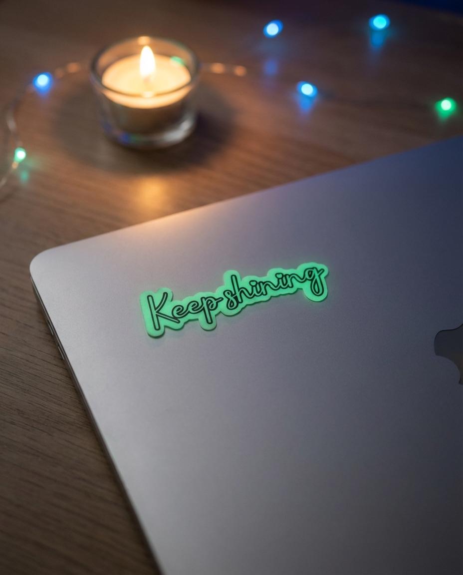 Glow-in-the-Dark Vinyl Sticker: Motivational Script Decal __etsy:7920763565