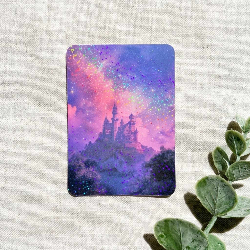 Holographic Galaxy Castle Kindle Insert: Romantasy Bookish Decor __etsy:8109739282