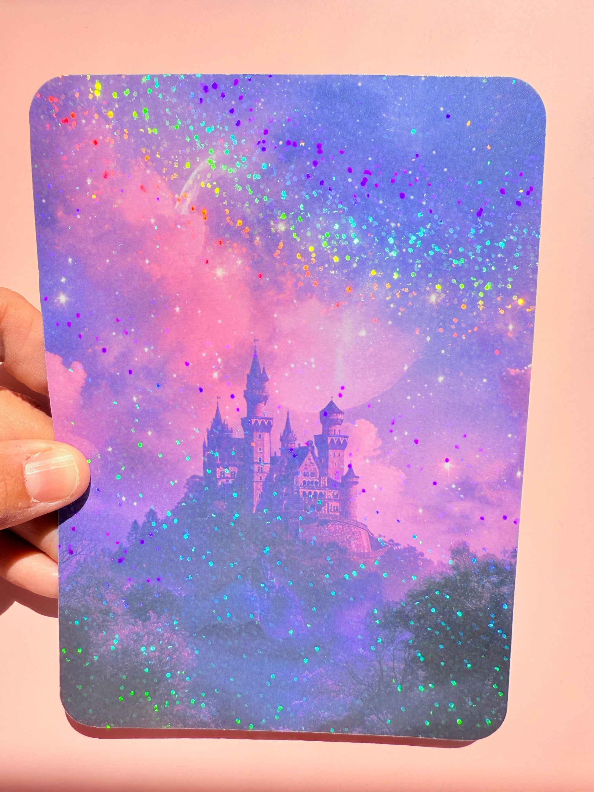 Holographic Galaxy Castle Kindle Insert: Romantasy Bookish Decor __etsy:6929540917