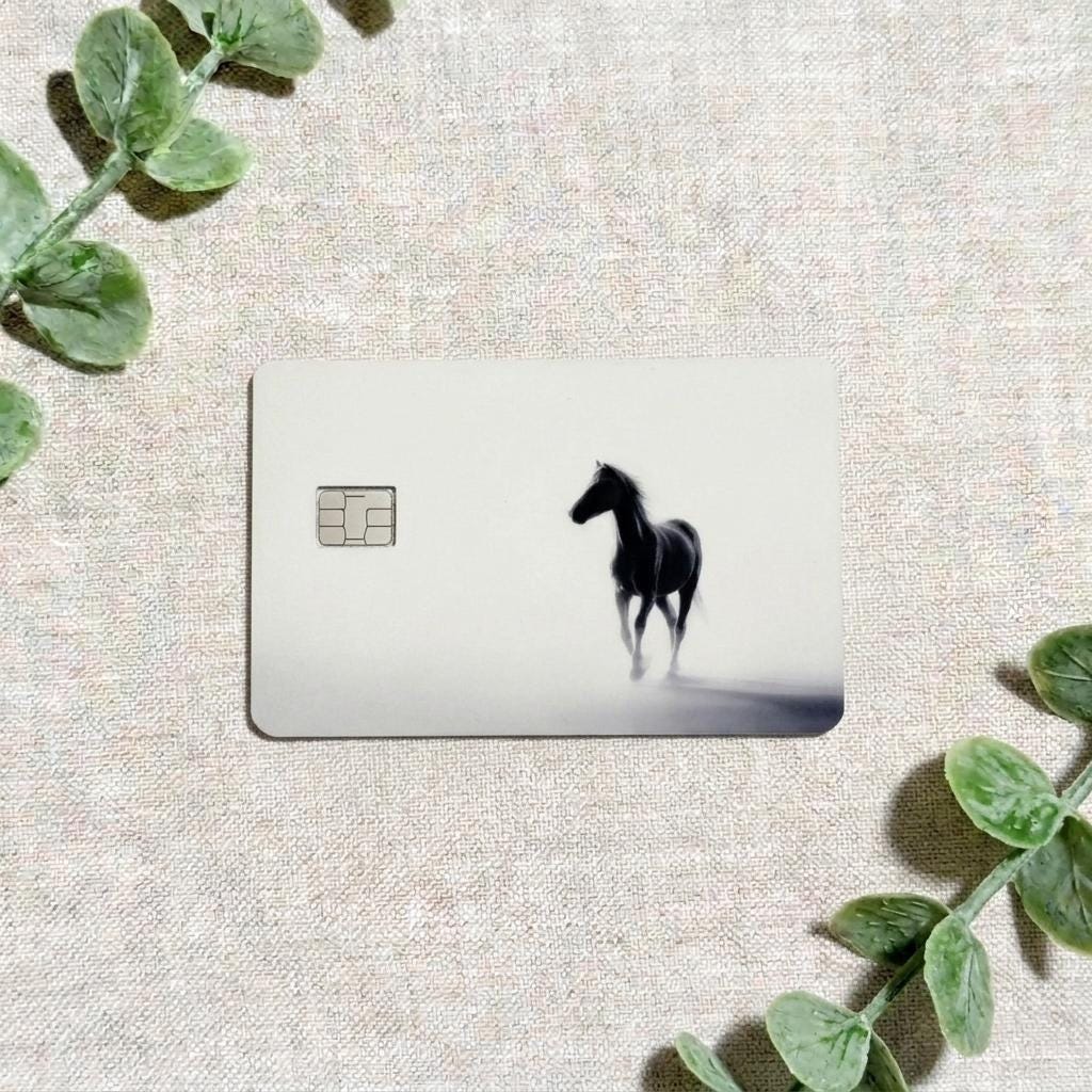 Horse Debit Card Skin, Minimalist Equestrian Vinyl Cover, Dark Academia Wallet Sticker Gift __etsy:8156500985