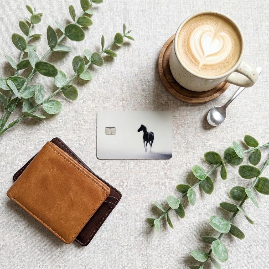 Horse Debit Card Skin, Minimalist Equestrian Vinyl Cover, Dark Academia Wallet Sticker Gift __etsy:8108597098