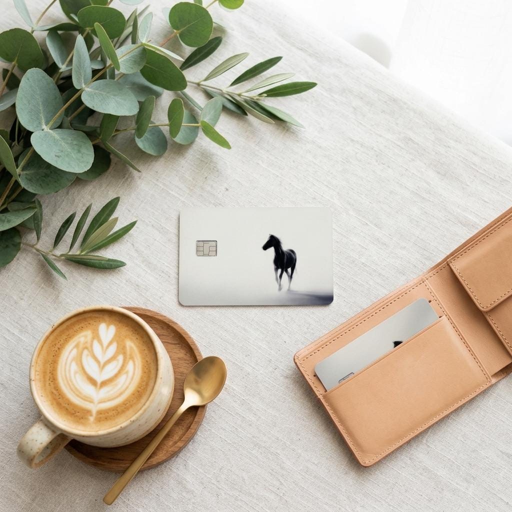 Horse Debit Card Skin, Minimalist Equestrian Vinyl Cover, Dark Academia Wallet Sticker Gift __etsy:8156503507
