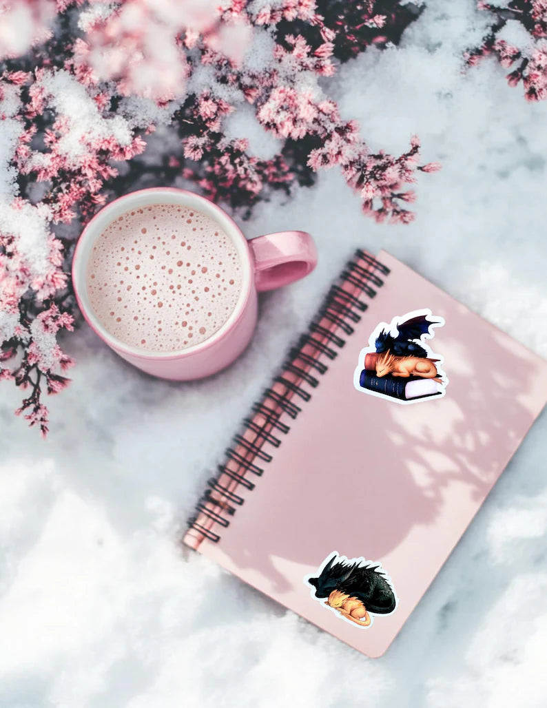 Black and Gold Sleeping Dragons Sticker – Fantasy Bookish Vinyl Sticker - The Sticker Era