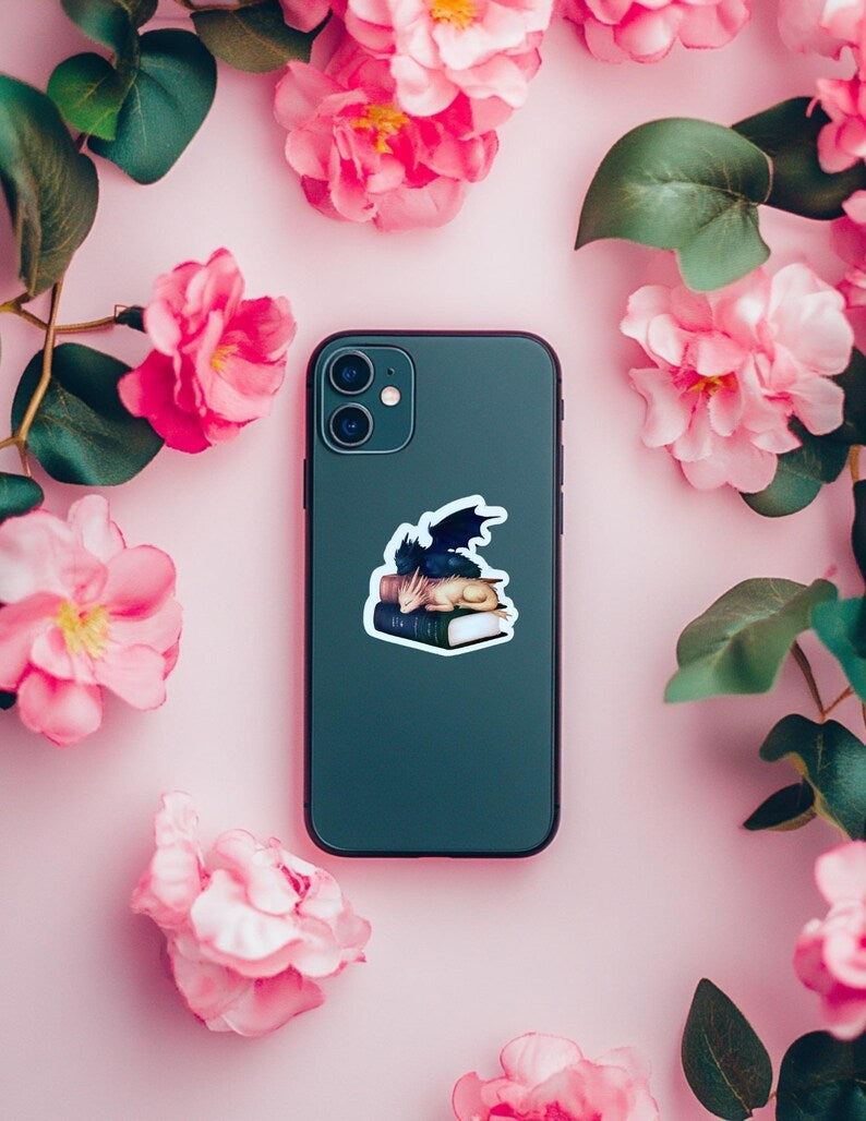 Black and Gold Sleeping Dragons Sticker – Fantasy Bookish Vinyl Sticker - The Sticker Era