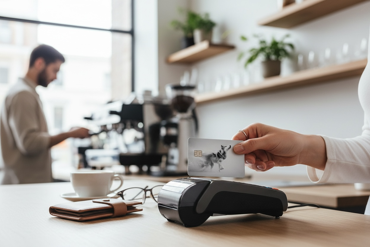 Winter grey aesthetic card cover, moody nature and spirit animal design.