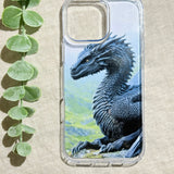 Ancient Black Dragon Phone Insert | Dark Fantasy Art for Clear iPhone Cases by The Sticker Era