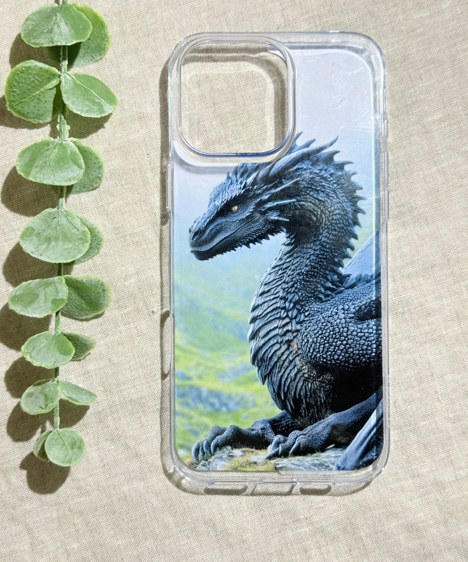 Ancient Black Dragon Phone Insert | Dark Fantasy Art for Clear iPhone Cases by The Sticker Era