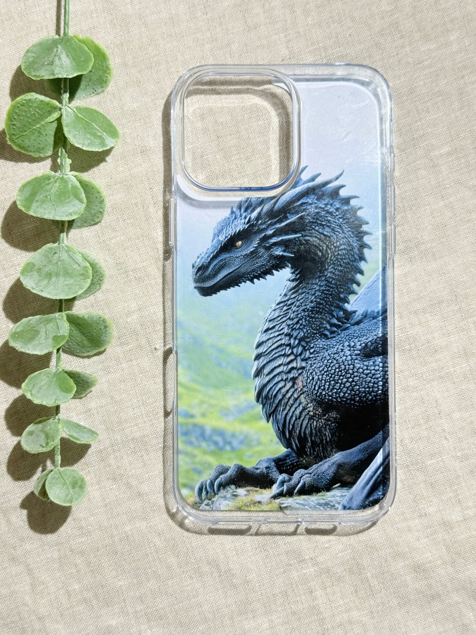 Ancient Black Dragon Phone Insert | Dark Fantasy Art for Clear iPhone Cases by The Sticker Era