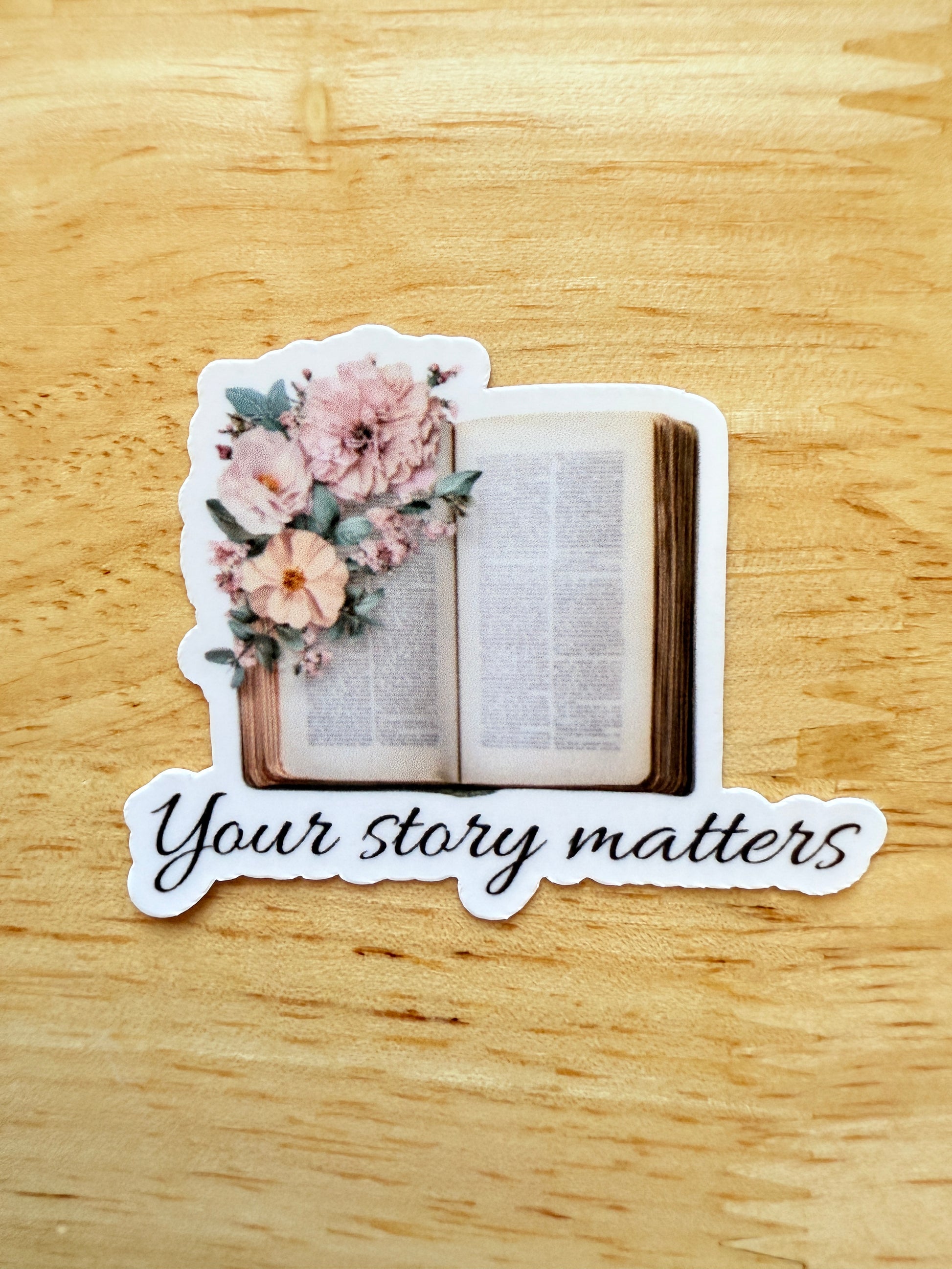 "Your Story Matters" Book & Flowers Vinyl Sticker | Motivational Journaling Decal - The Sticker Era