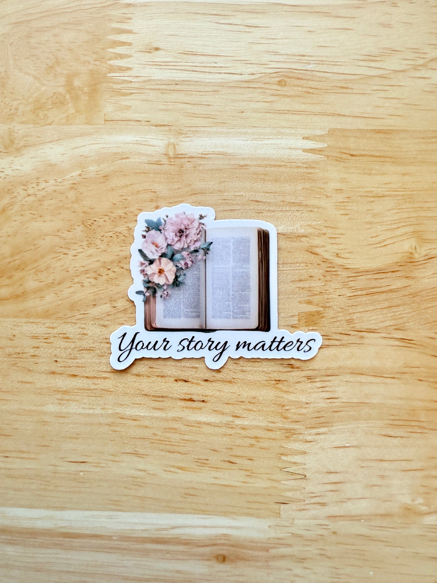 "Your Story Matters" Book & Flowers Vinyl Sticker | Motivational Journaling Decal - The Sticker Era