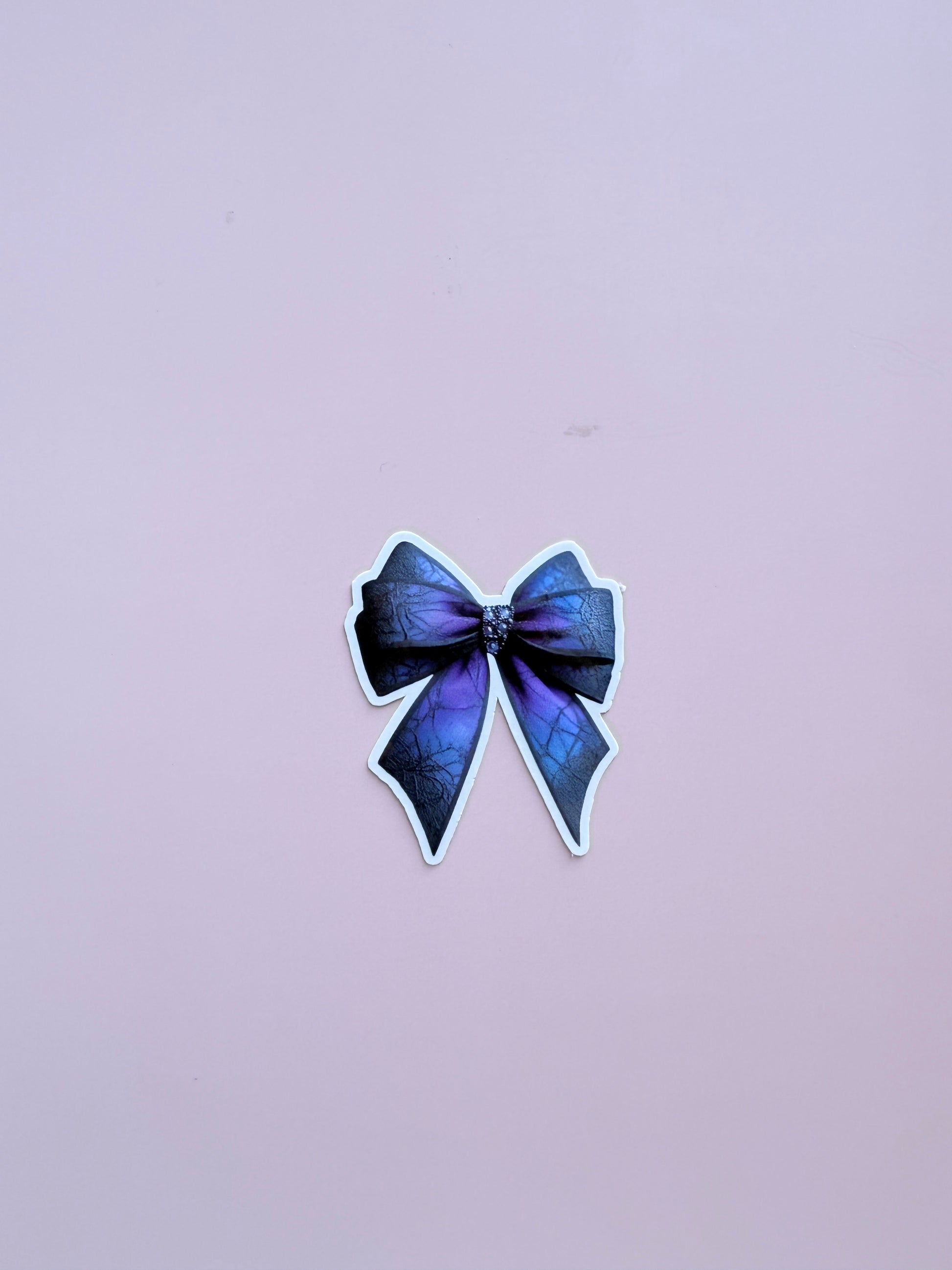 Gothic Bow Sticker | Purple Blue Spiderweb Vinyl Decal | Dark Academia Edgy Aesthetic | Elegant Witchy Laptop Water Bottle Sticker | 2.61-inch Size - The Sticker Era