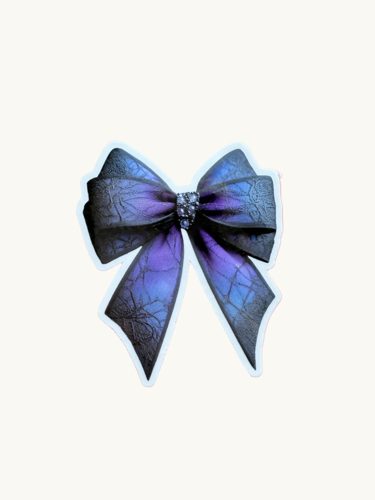 Gothic Bow Sticker | Purple Blue Spiderweb Vinyl Decal | Dark Academia Edgy Aesthetic | Elegant Witchy Laptop Water Bottle Sticker | 2.61-inch Size - The Sticker Era
