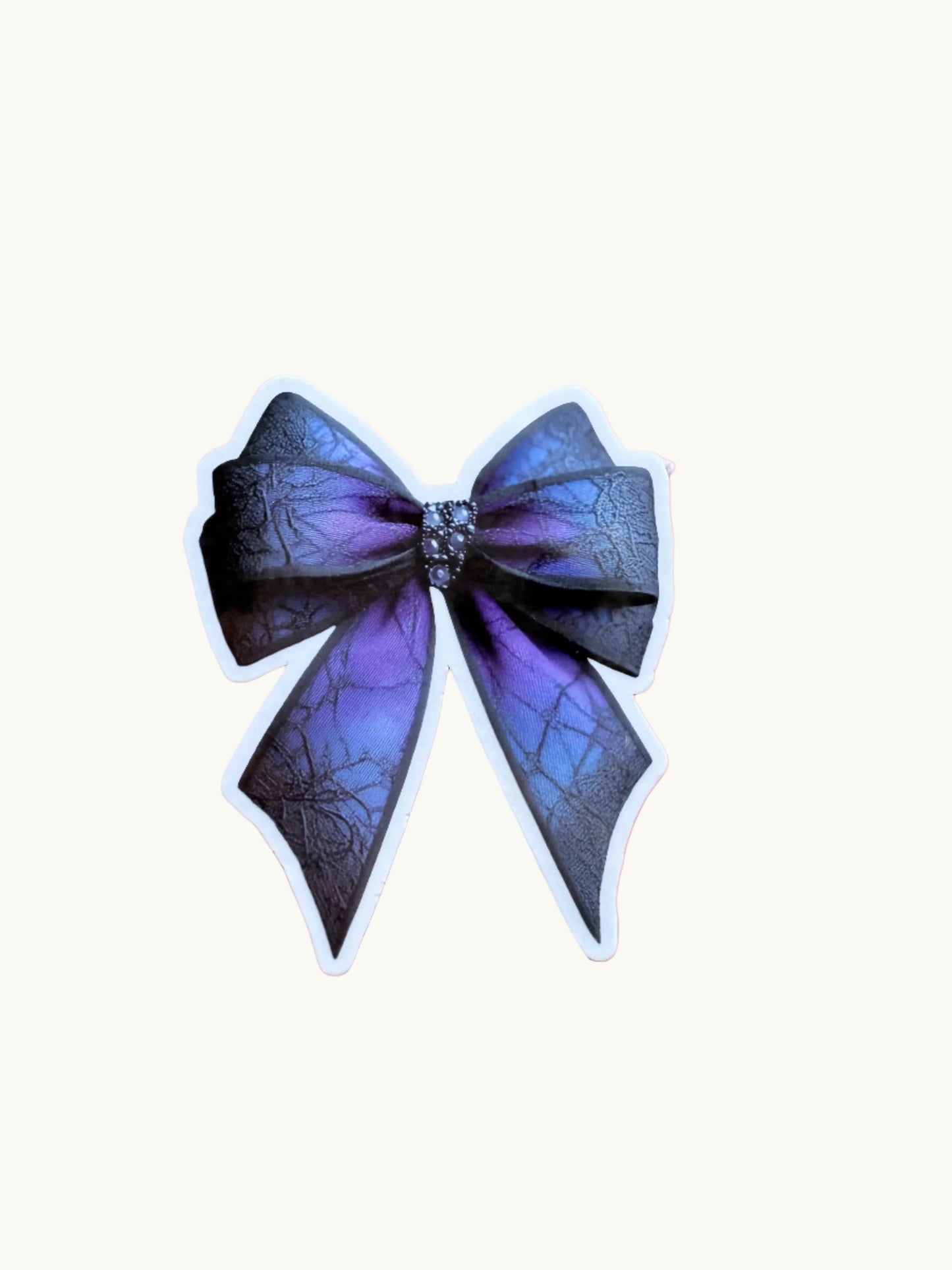 Gothic Bow Sticker | Purple Blue Spiderweb Vinyl Decal | Dark Academia Edgy Aesthetic | Elegant Witchy Laptop Water Bottle Sticker | 2.61-inch Size - The Sticker Era