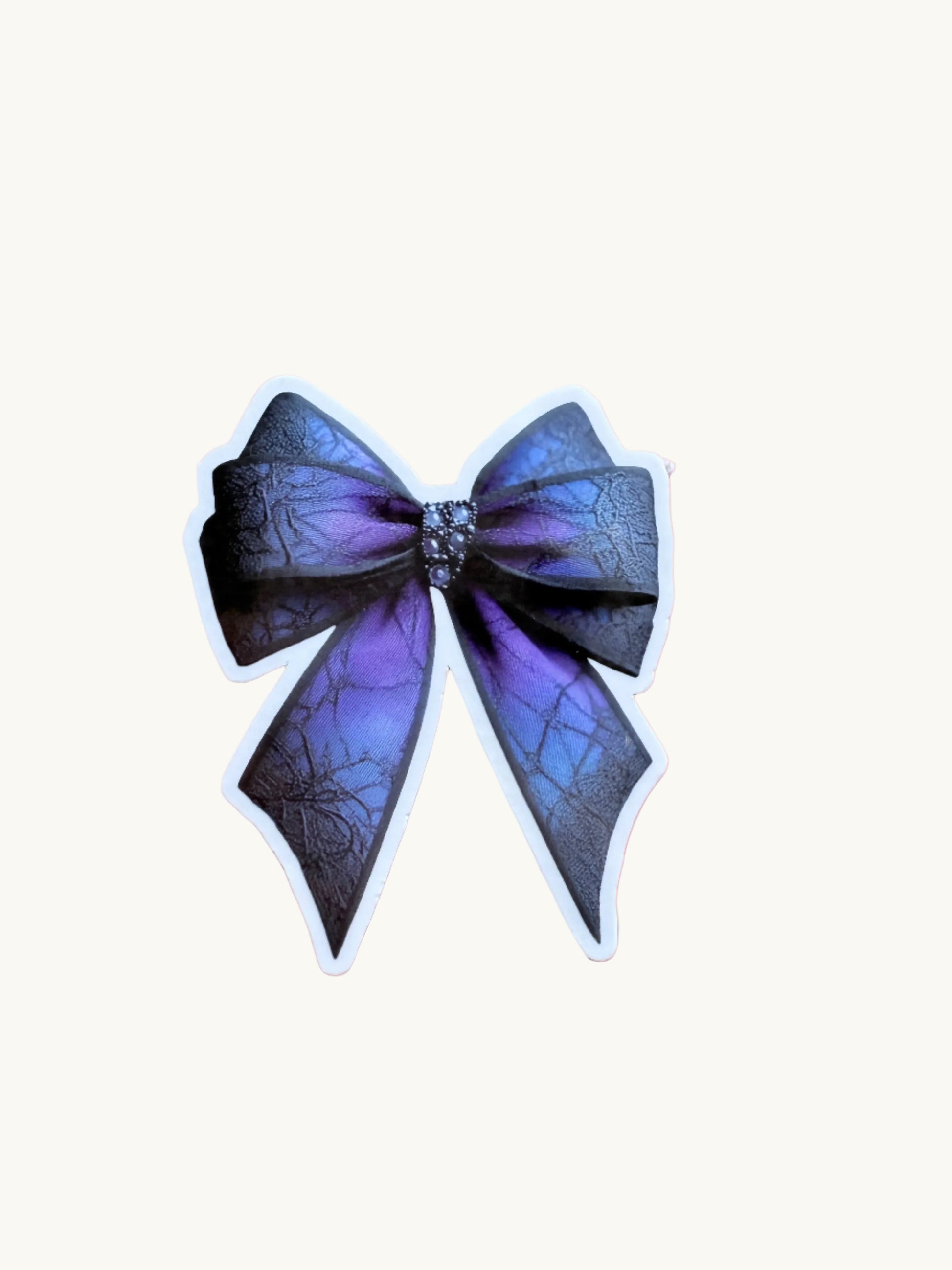 Gothic Bow Sticker | Purple Blue Spiderweb Vinyl Decal | Dark Academia Edgy Aesthetic | Elegant Witchy Laptop Water Bottle Sticker | 2.61-inch Size - The Sticker Era