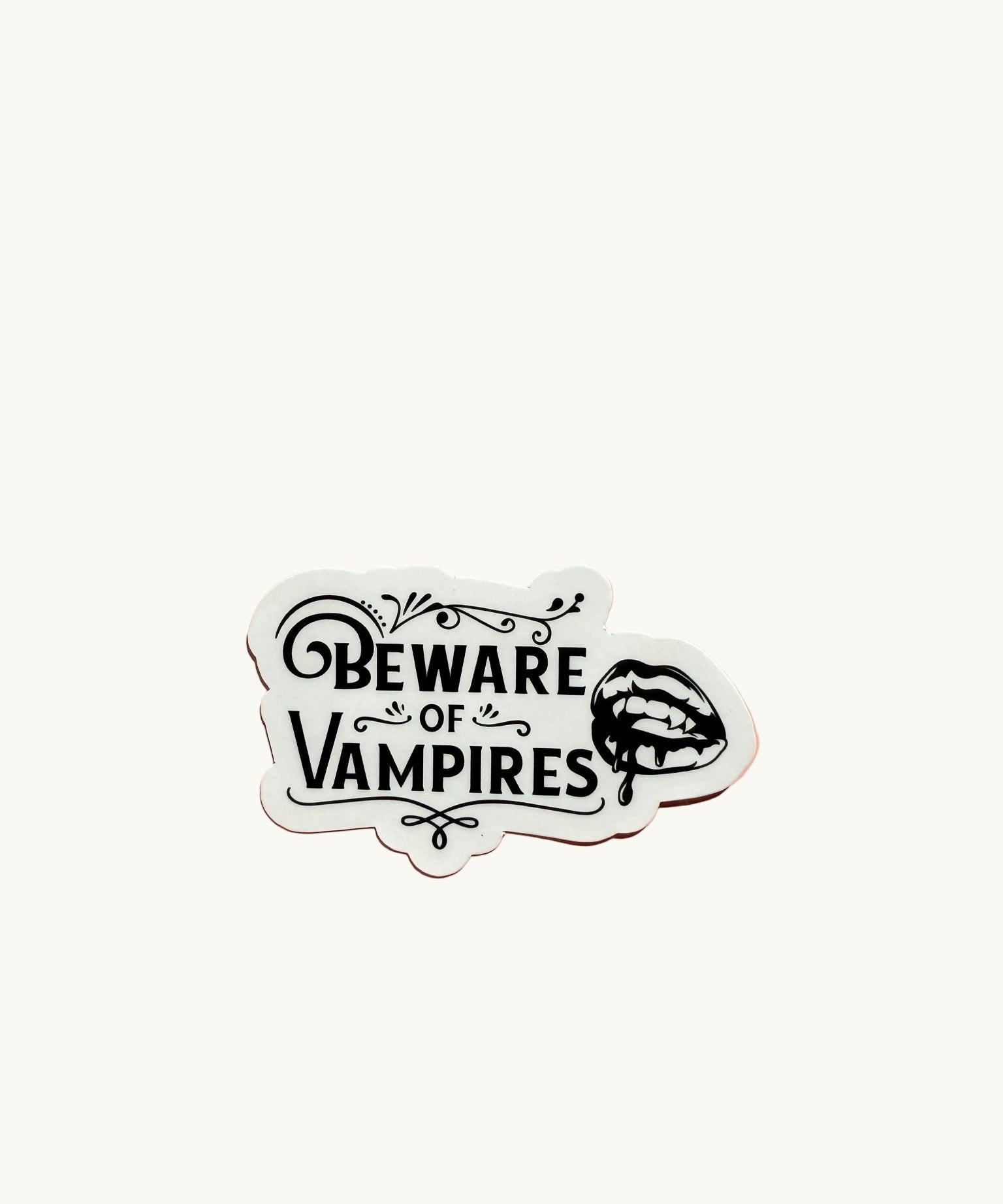 Beware of Vampires Sticker | Gothic Horror Bloody Lips Vinyl Decal by The Sticker Era