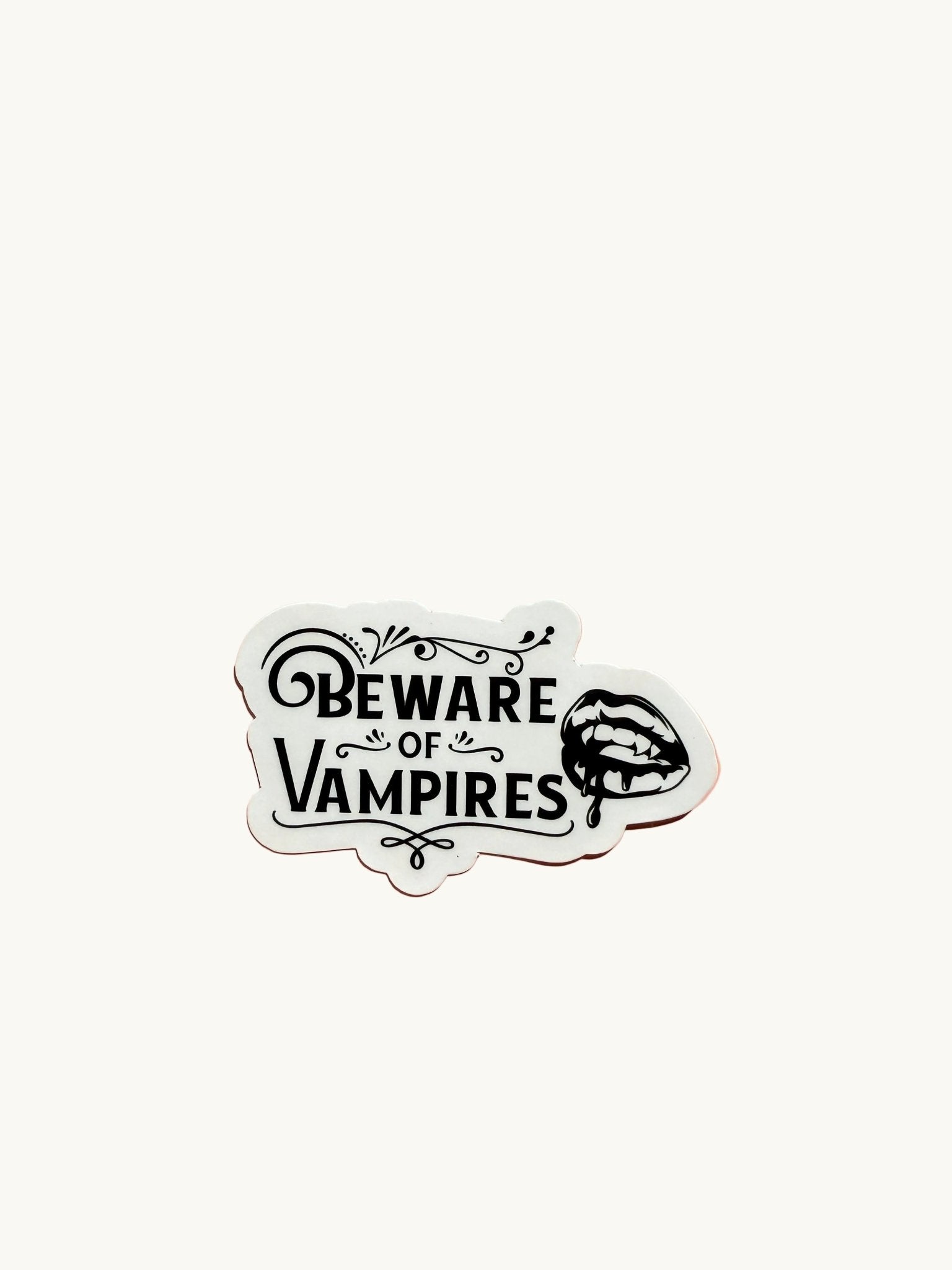 Beware of Vampires Sticker | Gothic Horror Bloody Lips Vinyl Decal by The Sticker Era