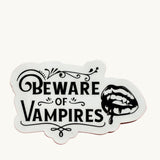 Beware of Vampires Sticker | Gothic Horror Bloody Lips Vinyl Decal by The Sticker Era