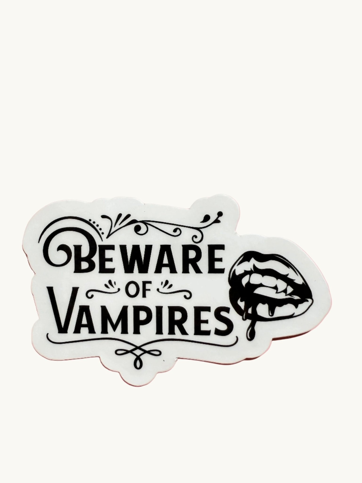 Beware of Vampires Sticker | Gothic Horror Bloody Lips Vinyl Decal by The Sticker Era