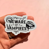 Beware of Vampires Sticker | Gothic Horror Bloody Lips Vinyl Decal by The Sticker Era