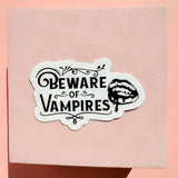 Beware of Vampires Sticker | Gothic Horror Bloody Lips Vinyl Decal by The Sticker Era