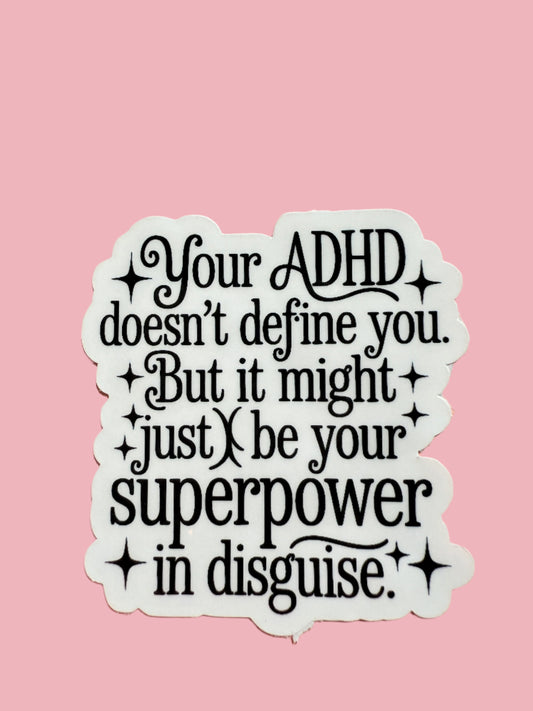 ADHD vinyl sticker, neurodivergent text decal
